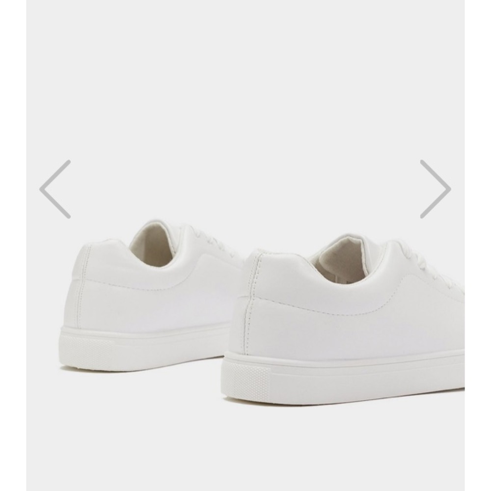 Nasty Gal Faux Leather White Lace-Up Sneakers - Picture 3 of 7